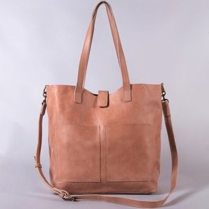 Leather Large Tote Bag Dusty Rose - Ethically Made